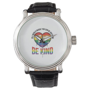 Sei nett Welt Herz Regenbogen Vektor T-Shirt Desig Armbanduhr