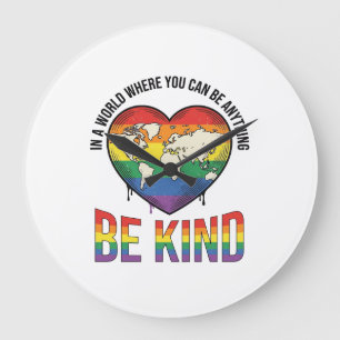 Sei nett Welt Herz Regenbogen Vektor T-Shirt Desig Große Wanduhr