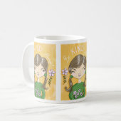 Sei nett - Whimsical Girl und Blume Tasse (Vorderseite Links)