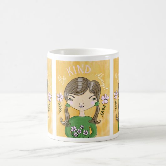 Sei nett - Whimsical Girl und Blume Tasse (Mittel)