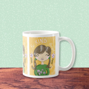 Sei nett - Whimsical Girl und Blume Tasse