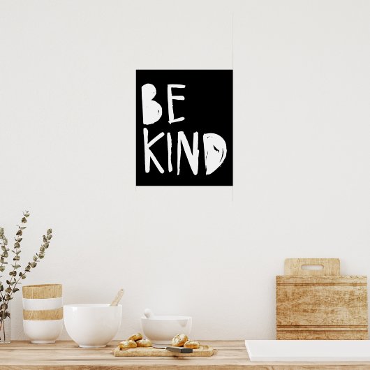 Sei nett | White Brush Script Style Poster (Küche)