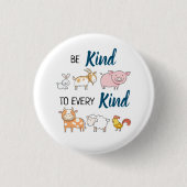 Sei nett zu allen niedlichen Cartoon, vegan Button (Vorderseite)