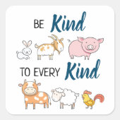 Sei nett zu allen niedlichen Cartoon, vegan Quadratischer Aufkleber (Vorderseite)