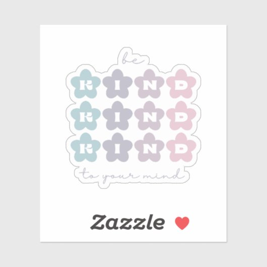 Sei nett zu deinem Geist | Retro Blume Grau Aufkleber (Blatt)