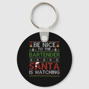 Sei nett zu dem Barkeeper, den der Weihnachtsmann Schlüsselanhänger