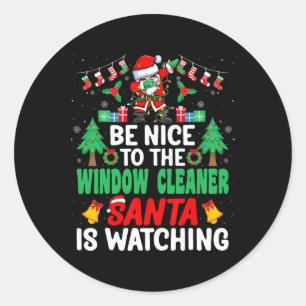 Sei nett zu dem Fenster Reiniger Santa Window Wash Runder Aufkleber