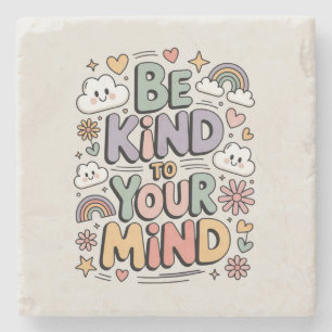 Sei nett zu dir selbst, Motivierend, Positives Zit Steinuntersetzer