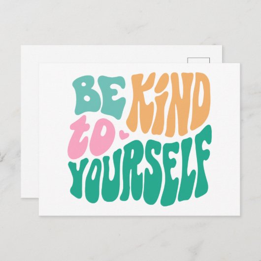 Sei nett zu dir selbst Typografie Postkarte (Vorne/Hinten)