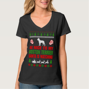 Sei nett zu meinem Boston Terrier, den der Weihnac T-Shirt