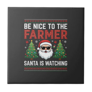 Sei nett zum Bauern Weihnachtsmann Weihnachten Fliese