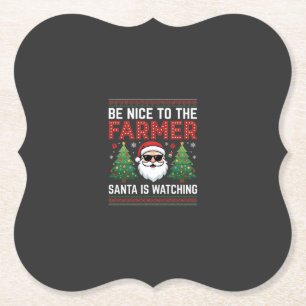 Sei nett zum Bauern Weihnachtsmann Weihnachten Untersetzer