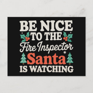 Sei nett zum Brandschutzinspektor, der Weihnachtsm Feiertagspostkarte