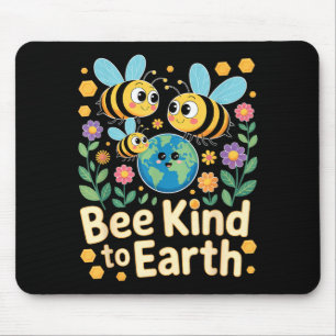 Sei nett zur Erde - süße Bienen Blumen Planet Kind Mousepad