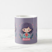 Sei nettes Niedliches Mädchen mit Blume-positiver Kaffeetasse (Mittel)