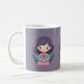 Sei nettes Niedliches Mädchen mit Blume-positiver Kaffeetasse (Links)