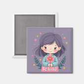 Sei nettes Niedliches Mädchen mit Blume-positiver  Magnet (Vorderseite/Rückseite)