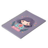 Sei nettes Niedliches Mädchen mit Blume-positiver Notizblock (Linke Seite)