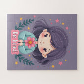 Sei nettes Niedliches Mädchen mit Blume-positiver  Puzzle (Horizontal)
