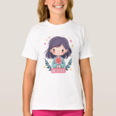 Sei nettes Niedliches Mädchen mit Blume-positiver T-Shirt (Vorderseite)
