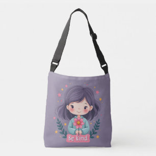 Sei nettes Niedliches Mädchen mit Blume-positiver Tragetaschen Mit Langen Trägern