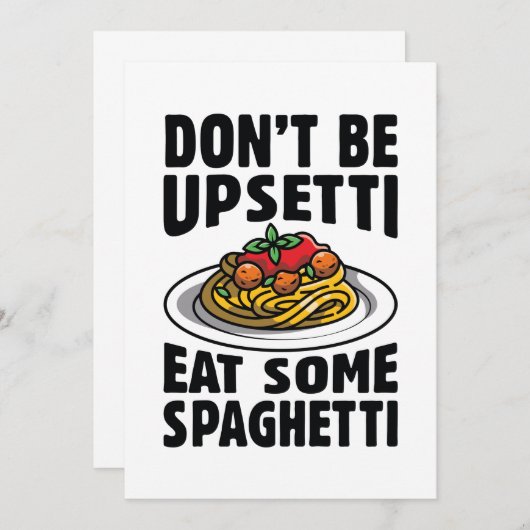 Sei nicht beunruhigt, iss etwas Spaghetti Dankeskarte (Vorne/Hinten)