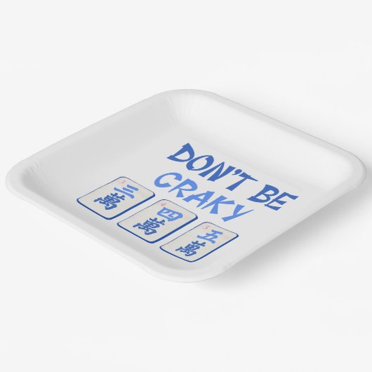 Sei nicht Craky Mahjong Blue Crak Tiles Pappteller (Gewinkelt)