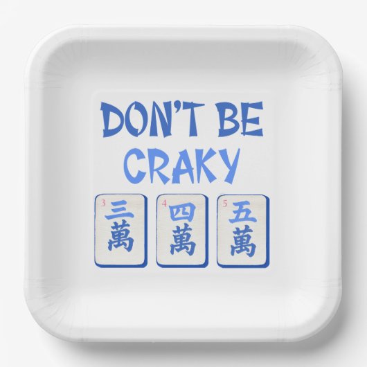 Sei nicht Craky Mahjong Blue Crak Tiles Pappteller (Vorderseite)