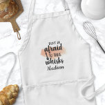 Sei nicht davor, Whisks Aquarell zu nehmen Schürze<br><div class="desc">Seien Sie nicht davor,  Whisks Watercolor Adult Schürze zu nehmen. Niedliche Koch Schürze mit einem Kochen Whisk und ein lustiges Kochen Spaß Zitat. Personalisieren Sie das Spaß-Design mit Ihrem eigenen Namen oder Text.</div>
