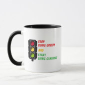 "Sei nicht so gierig" Tasse (Links)