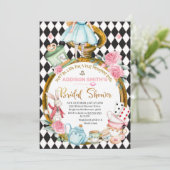 Sei nicht zu spät in der Alice im Wunderland Braut Einladung (Stehend Vorderseite)