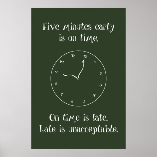 Sei nicht zu spät! Klassenposter Poster (Vorne)