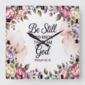 Sei noch Gott, floral Quadratische Wanduhr (Vorderseite)