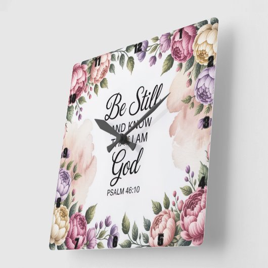 Sei noch Gott, floral Quadratische Wanduhr (Winkel)