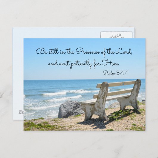 Sei noch in der Gegenwart des Herrn, Psalm 37:7 Postkarte (Vorne/Hinten)