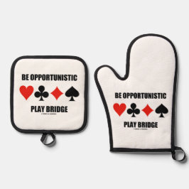 Sei Opportunistisch Play Bridge Vier-Card-Anzug Ofenhandschuh & Topflappen-Set