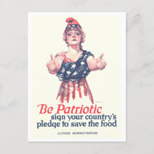 "Sei patriotisch: Spare Lebensmittel" WWI Poster P Postkarte