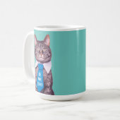"Sei PHANTASTISCH!" Cat in Blue Krawatte oder Ihre Kaffeetasse (Vorderseite Links)