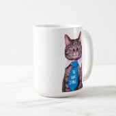 "Sei PHANTASTISCH!" Cat in Blue Krawatte oder Ihre Kaffeetasse (VorderseiteRechts)