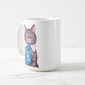 "Sei PHANTASTISCH!" Cat in Blue Krawatte oder Ihre Kaffeetasse (Vorderseite Links)