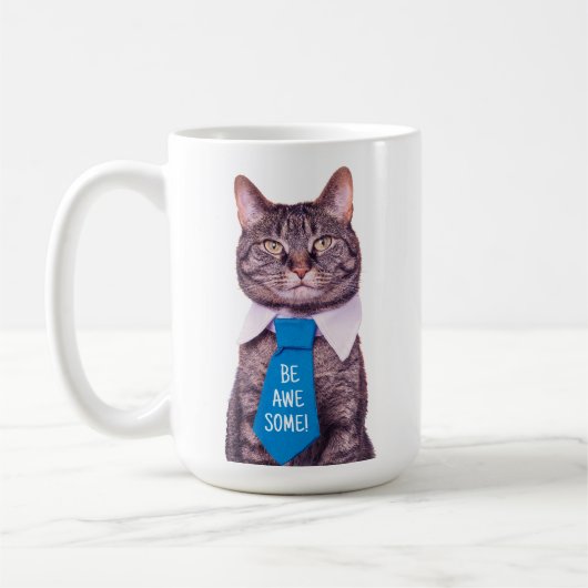 "Sei PHANTASTISCH!" Cat in Blue Krawatte oder Ihre Kaffeetasse (Links)