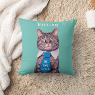 "Sei PHANTASTISCH!" Chat in Blue Krawatte oder Ihr Kissen