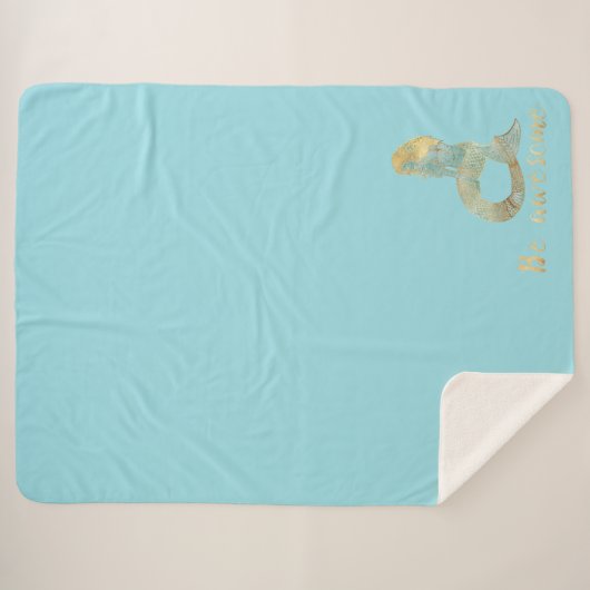 Sei Phantastisch Gold Aqua Sparkle Meerjungfrau Sherpadecke (Vorderseite (Horizontal))
