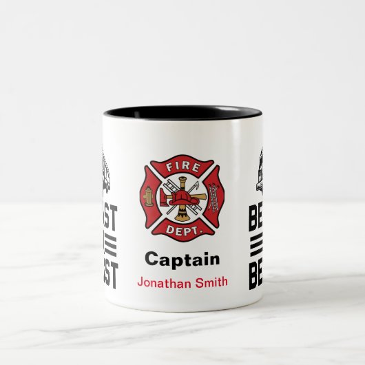 Sei schnell oder sei der letzte Feuerwehrmann Zweifarbige Tasse (Mittel)