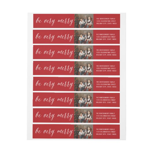 Sei sehr froh White Script Weihnachts-Foto-Adresse (Bogen)