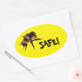 Sei sicher! Honigbiene auf Gelb Ovaler Aufkleber (Umschlag)