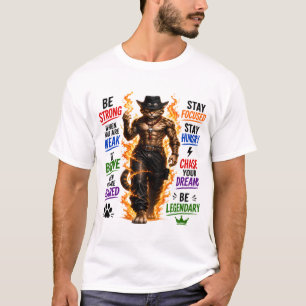 Sei stark, bleib fokussiert – Wilde Feuerkatze Mot T-Shirt