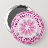 Sei stark Rosa-Blumen-Bewusstseins-Design Button (Vorne & Hinten)