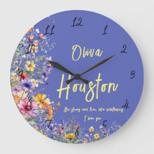 Sei stark und frei, wie Wildblumen   Wildblumen  Große Wanduhr