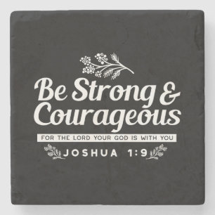 Sei stark und mutig – Bibelvers Josua 1:9 Steinuntersetzer